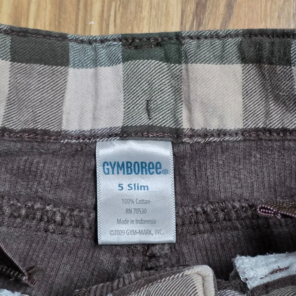 Gymboree Slim Fit Corduroy Pants Boy's Size 5 Brown Adjustable‎ Waist